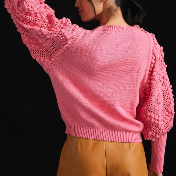 Stella Pardo Paris Crochet-Sleeved Sweater sz.s - Picture 3 of 4